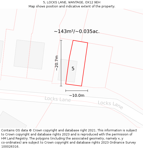 5, LOCKS LANE, WANTAGE, OX12 9EH: Plot and title map