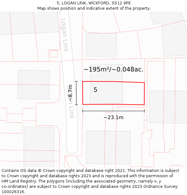 5, LOGAN LINK, WICKFORD, SS12 9PE: Plot and title map