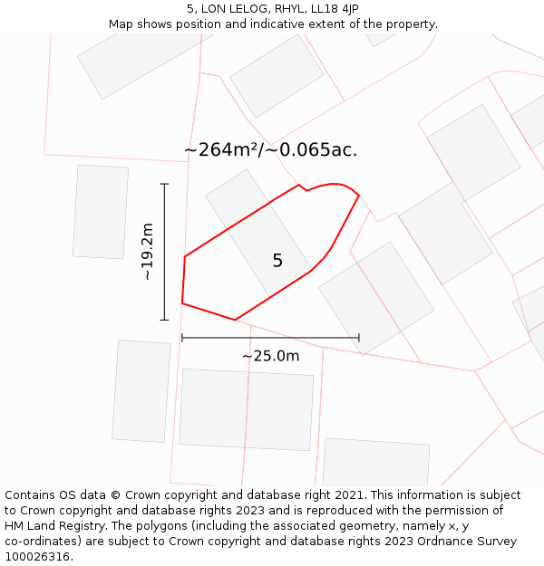 5, LON LELOG, RHYL, LL18 4JP: Plot and title map