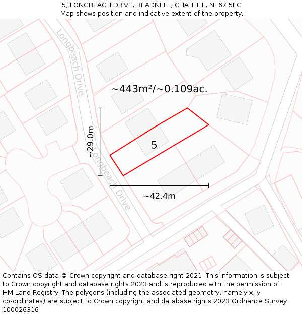 5, LONGBEACH DRIVE, BEADNELL, CHATHILL, NE67 5EG: Plot and title map