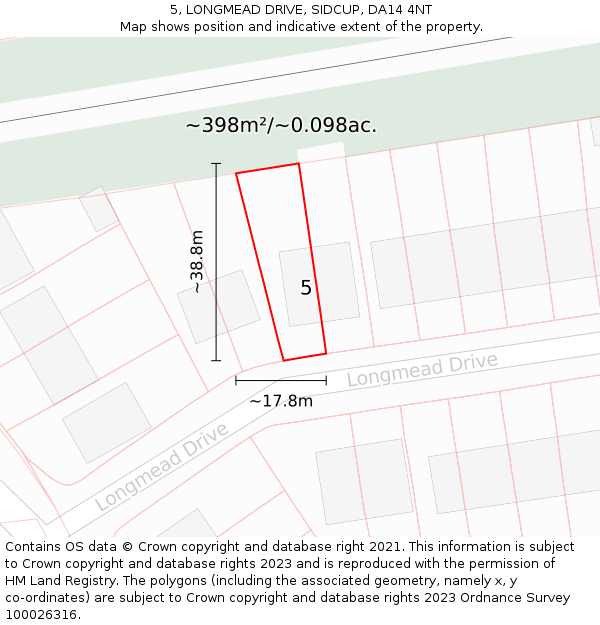 5, LONGMEAD DRIVE, SIDCUP, DA14 4NT: Plot and title map