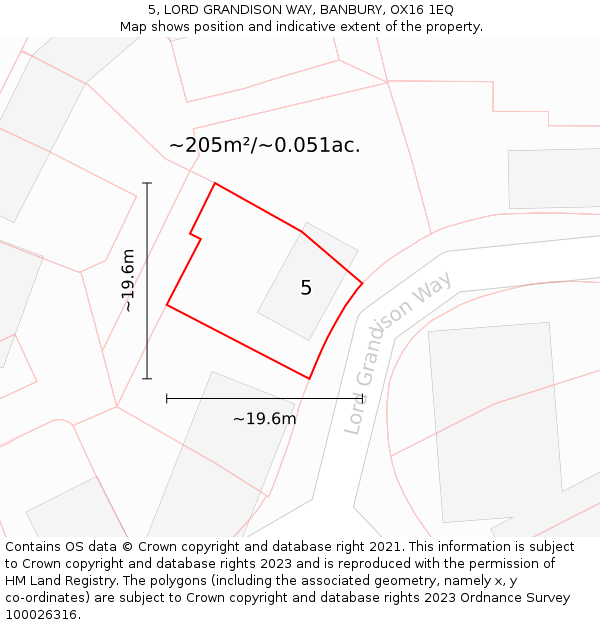 5, LORD GRANDISON WAY, BANBURY, OX16 1EQ: Plot and title map
