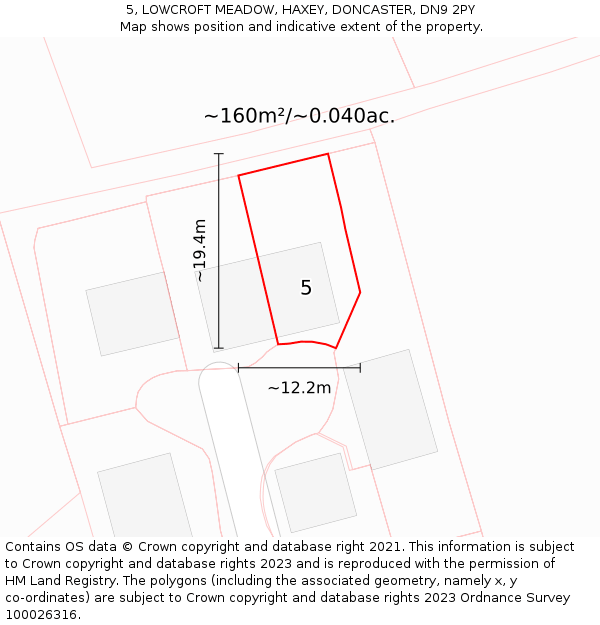 5, LOWCROFT MEADOW, HAXEY, DONCASTER, DN9 2PY: Plot and title map
