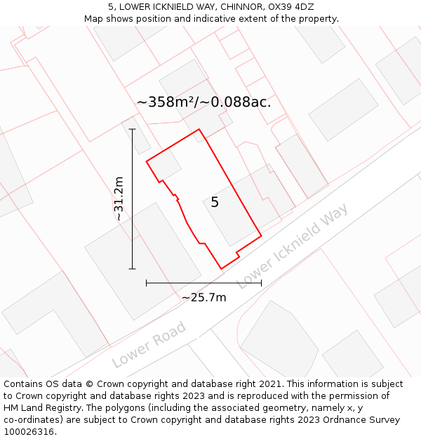 5, LOWER ICKNIELD WAY, CHINNOR, OX39 4DZ: Plot and title map