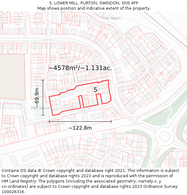 5, LOWER MILL, PURTON, SWINDON, SN5 4FP: Plot and title map