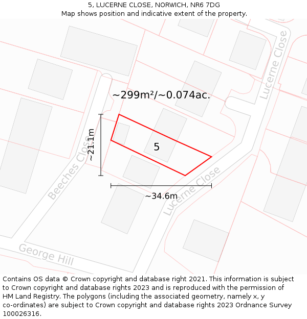 5, LUCERNE CLOSE, NORWICH, NR6 7DG: Plot and title map