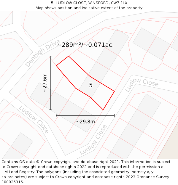 5, LUDLOW CLOSE, WINSFORD, CW7 1LX: Plot and title map
