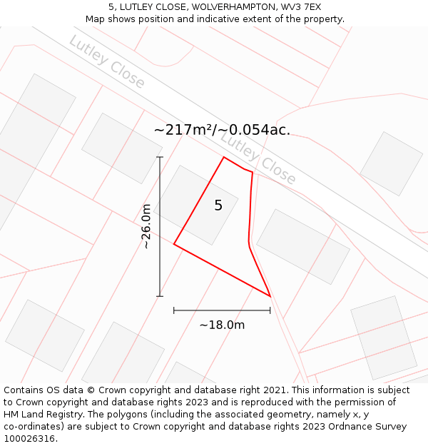 5, LUTLEY CLOSE, WOLVERHAMPTON, WV3 7EX: Plot and title map