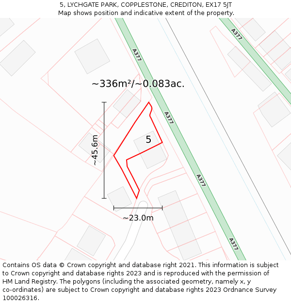 5, LYCHGATE PARK, COPPLESTONE, CREDITON, EX17 5JT: Plot and title map
