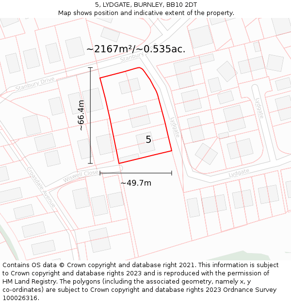 5, LYDGATE, BURNLEY, BB10 2DT: Plot and title map