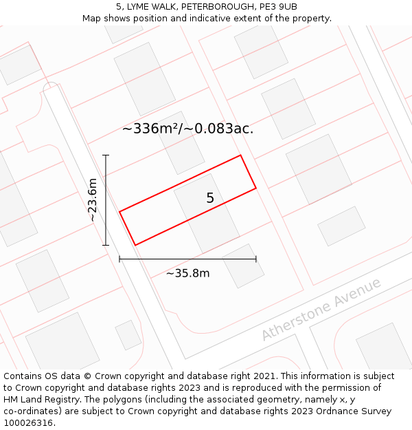 5, LYME WALK, PETERBOROUGH, PE3 9UB: Plot and title map