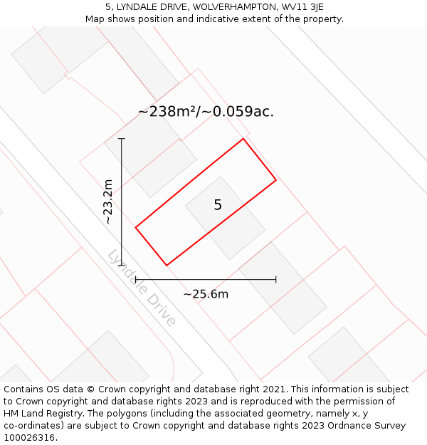 5, LYNDALE DRIVE, WOLVERHAMPTON, WV11 3JE: Plot and title map