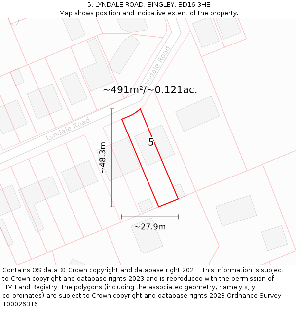 5, LYNDALE ROAD, BINGLEY, BD16 3HE: Plot and title map