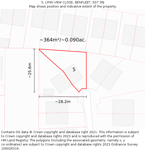 5, LYNN VIEW CLOSE, BENFLEET, SS7 5RJ: Plot and title map