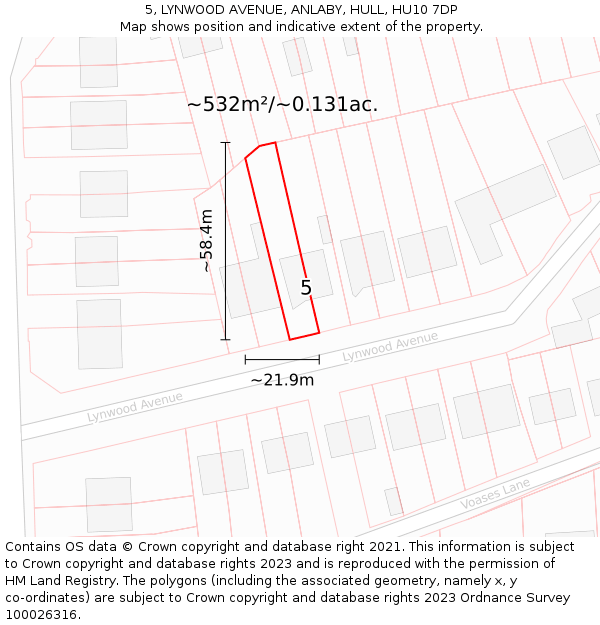 5, LYNWOOD AVENUE, ANLABY, HULL, HU10 7DP: Plot and title map