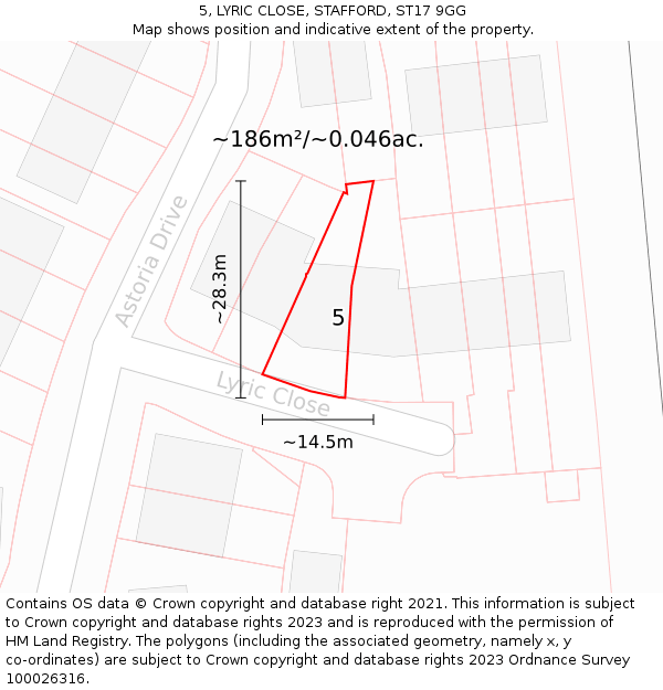 5, LYRIC CLOSE, STAFFORD, ST17 9GG: Plot and title map