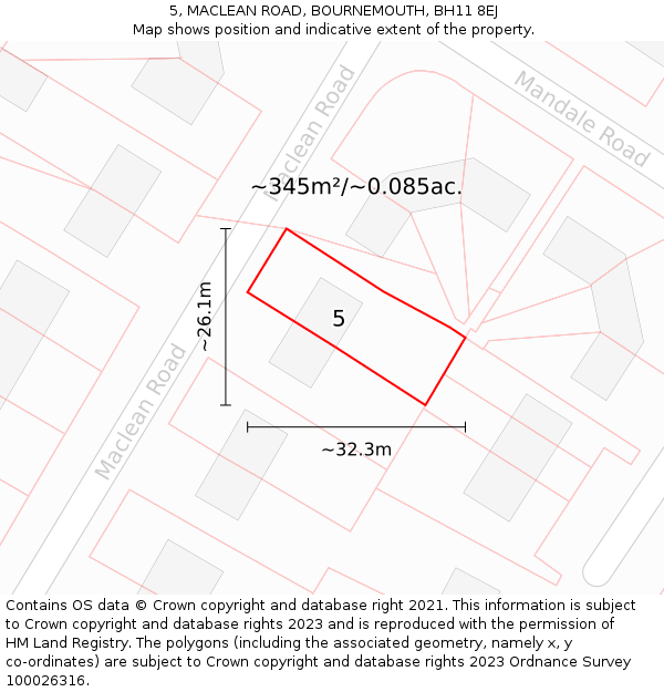5, MACLEAN ROAD, BOURNEMOUTH, BH11 8EJ: Plot and title map