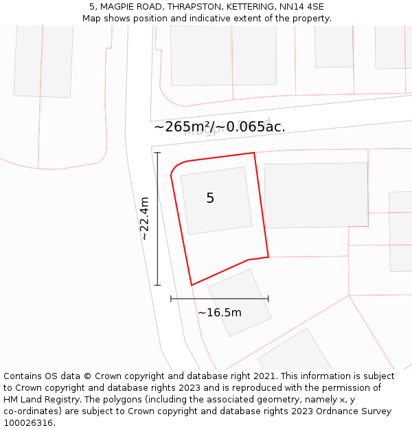 5, MAGPIE ROAD, THRAPSTON, KETTERING, NN14 4SE: Plot and title map