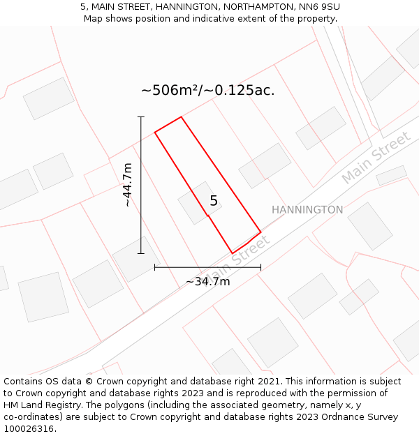 5, MAIN STREET, HANNINGTON, NORTHAMPTON, NN6 9SU: Plot and title map