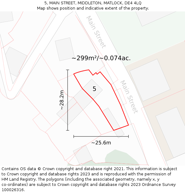 5, MAIN STREET, MIDDLETON, MATLOCK, DE4 4LQ: Plot and title map