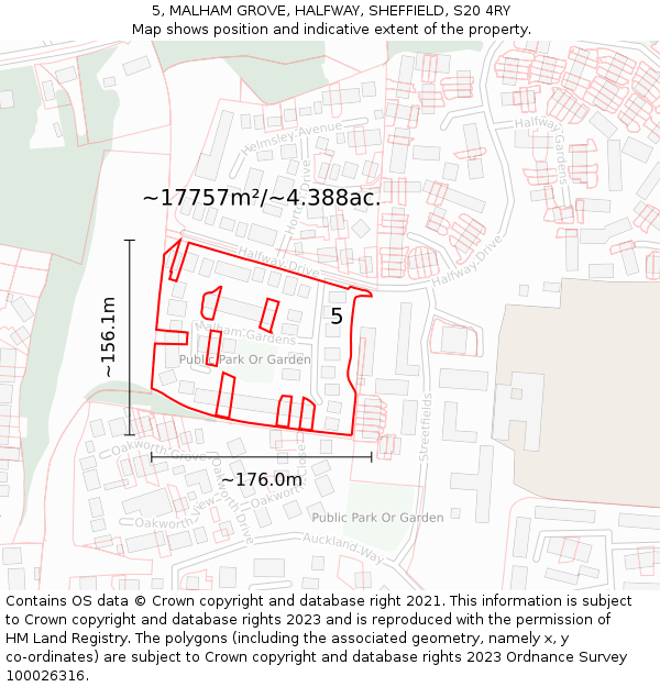 5, MALHAM GROVE, HALFWAY, SHEFFIELD, S20 4RY: Plot and title map