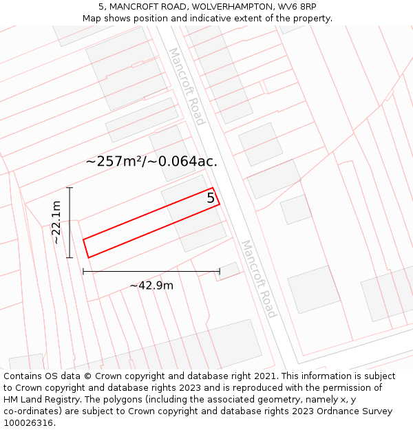 5, MANCROFT ROAD, WOLVERHAMPTON, WV6 8RP: Plot and title map