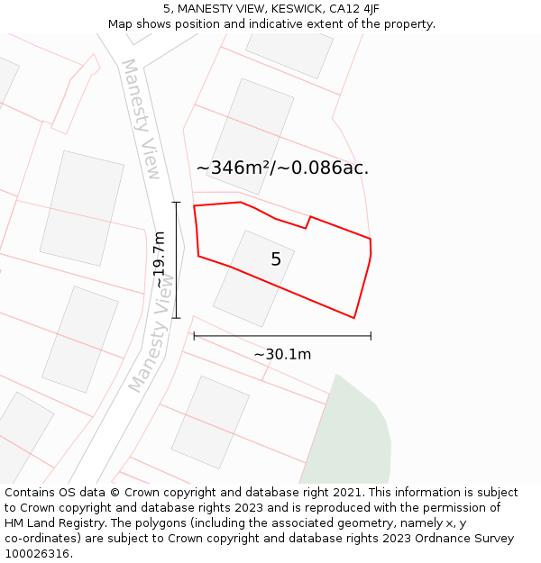 5, MANESTY VIEW, KESWICK, CA12 4JF: Plot and title map