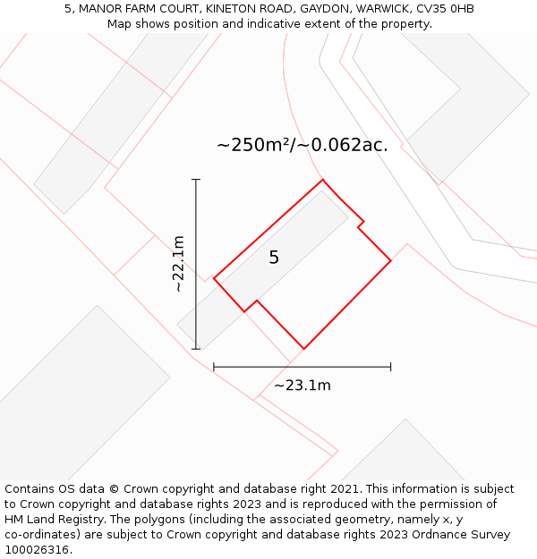5, MANOR FARM COURT, KINETON ROAD, GAYDON, WARWICK, CV35 0HB: Plot and title map