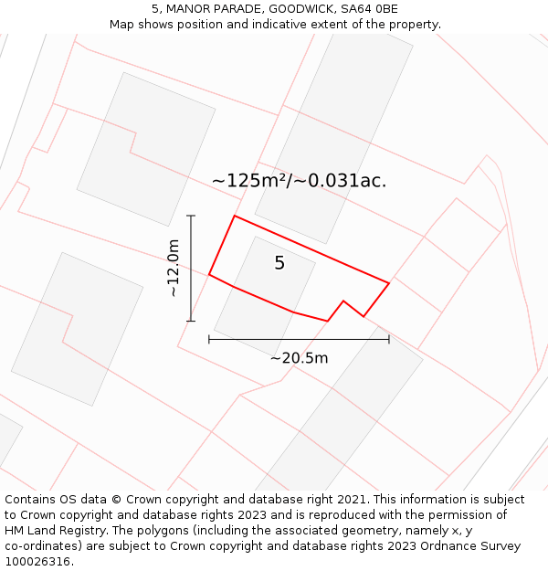 5, MANOR PARADE, GOODWICK, SA64 0BE: Plot and title map
