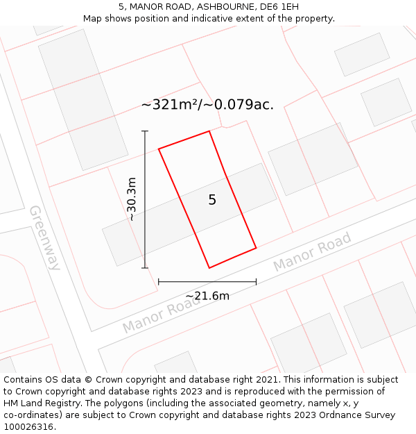 5, MANOR ROAD, ASHBOURNE, DE6 1EH: Plot and title map