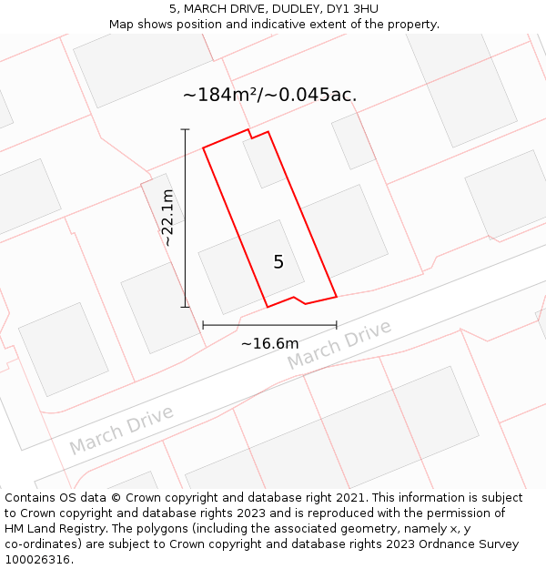 5, MARCH DRIVE, DUDLEY, DY1 3HU: Plot and title map