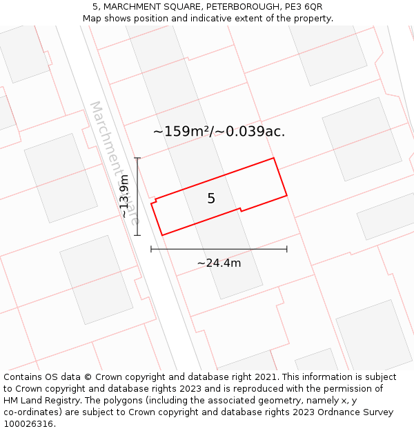 5, MARCHMENT SQUARE, PETERBOROUGH, PE3 6QR: Plot and title map