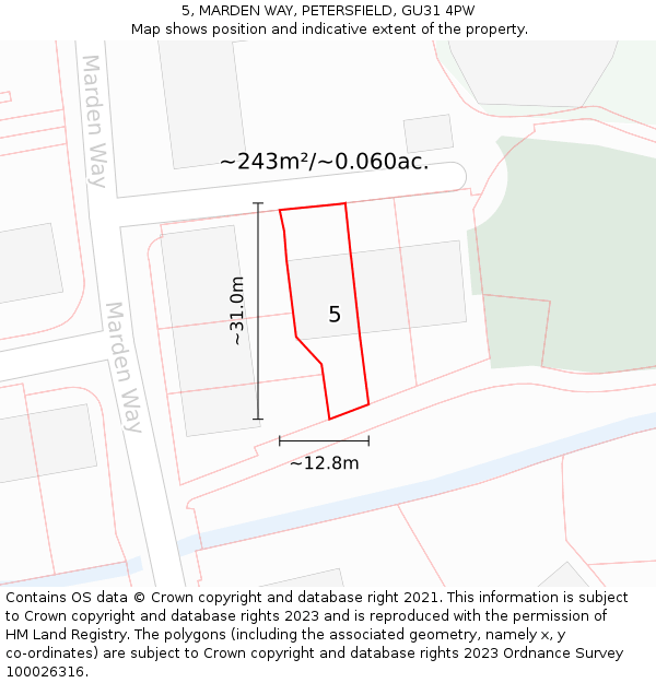 5, MARDEN WAY, PETERSFIELD, GU31 4PW: Plot and title map