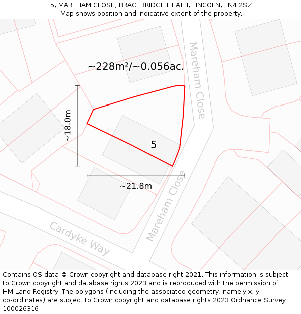5, MAREHAM CLOSE, BRACEBRIDGE HEATH, LINCOLN, LN4 2SZ: Plot and title map