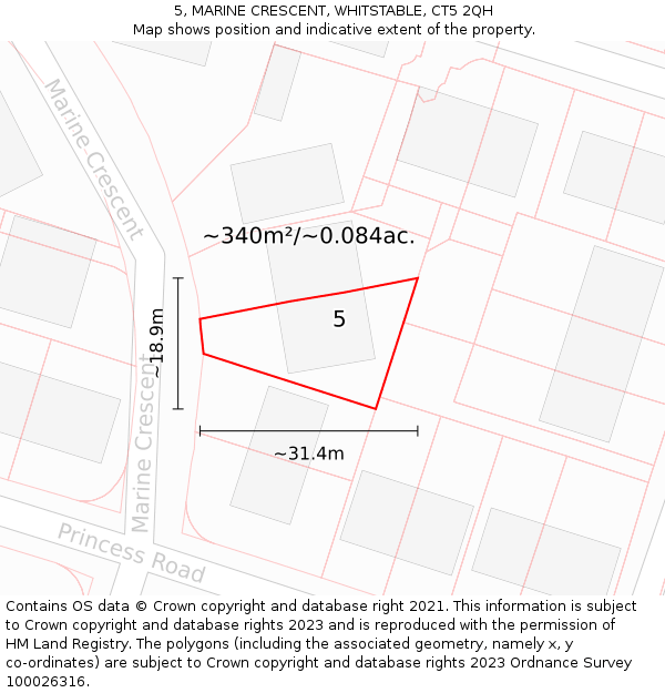 5, MARINE CRESCENT, WHITSTABLE, CT5 2QH: Plot and title map