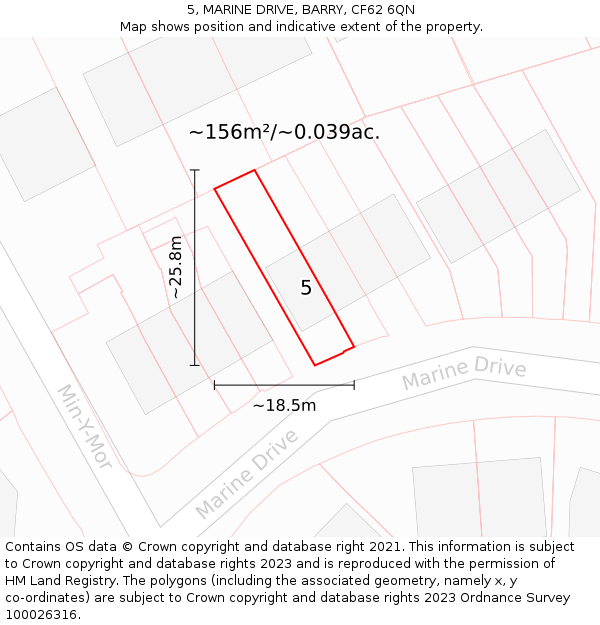 5, MARINE DRIVE, BARRY, CF62 6QN: Plot and title map