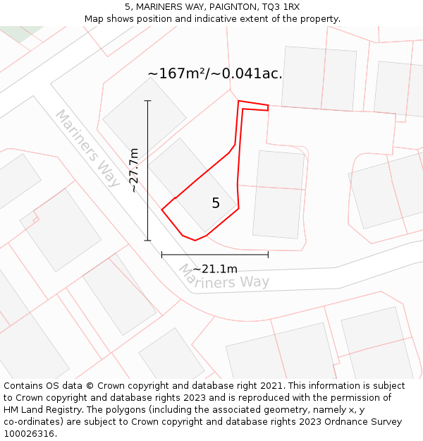 5, MARINERS WAY, PAIGNTON, TQ3 1RX: Plot and title map