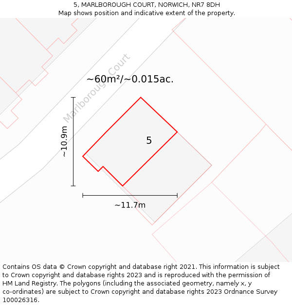 5, MARLBOROUGH COURT, NORWICH, NR7 8DH: Plot and title map