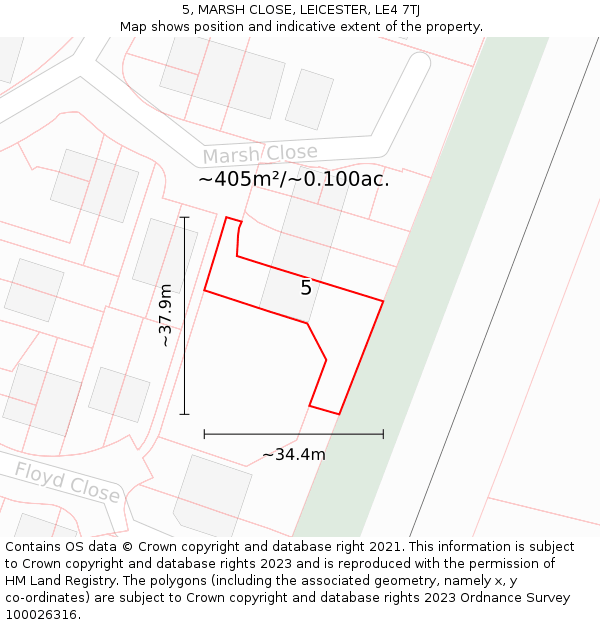 5, MARSH CLOSE, LEICESTER, LE4 7TJ: Plot and title map