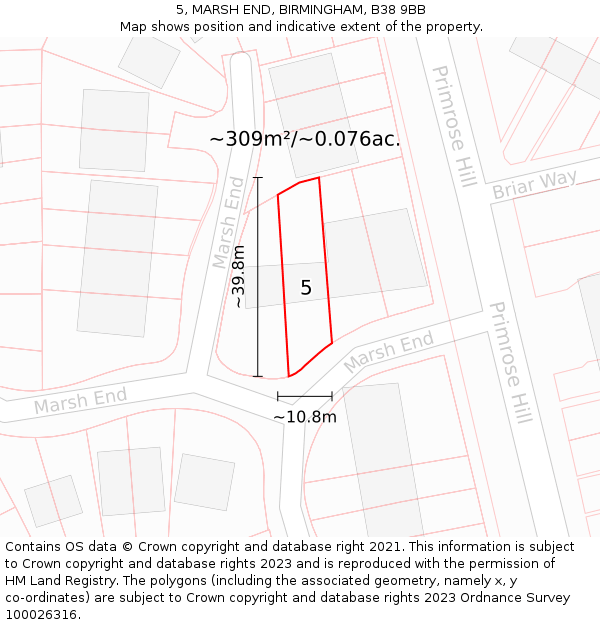 5, MARSH END, BIRMINGHAM, B38 9BB: Plot and title map
