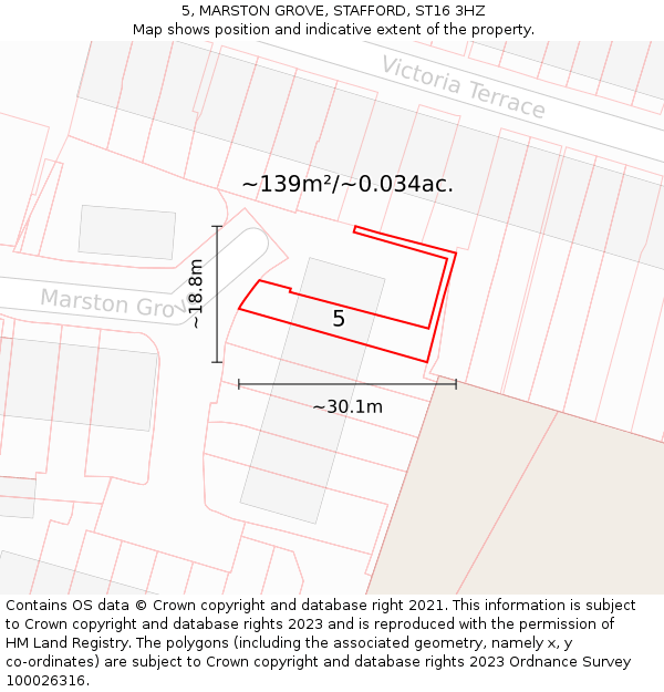 5, MARSTON GROVE, STAFFORD, ST16 3HZ: Plot and title map