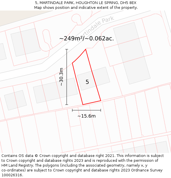 5, MARTINDALE PARK, HOUGHTON LE SPRING, DH5 8EX: Plot and title map