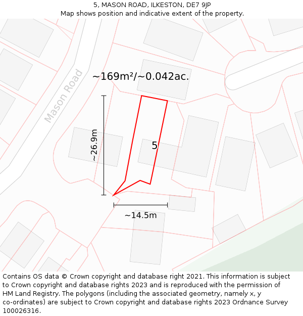 5, MASON ROAD, ILKESTON, DE7 9JP: Plot and title map