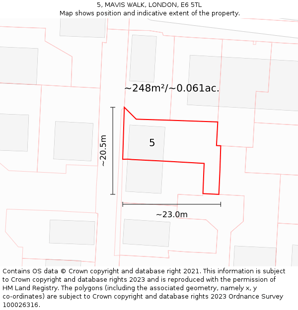 5, MAVIS WALK, LONDON, E6 5TL: Plot and title map