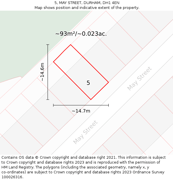 5, MAY STREET, DURHAM, DH1 4EN: Plot and title map