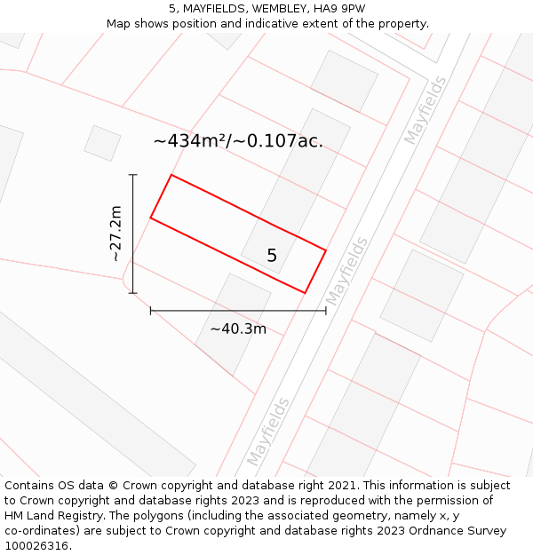 5, MAYFIELDS, WEMBLEY, HA9 9PW: Plot and title map