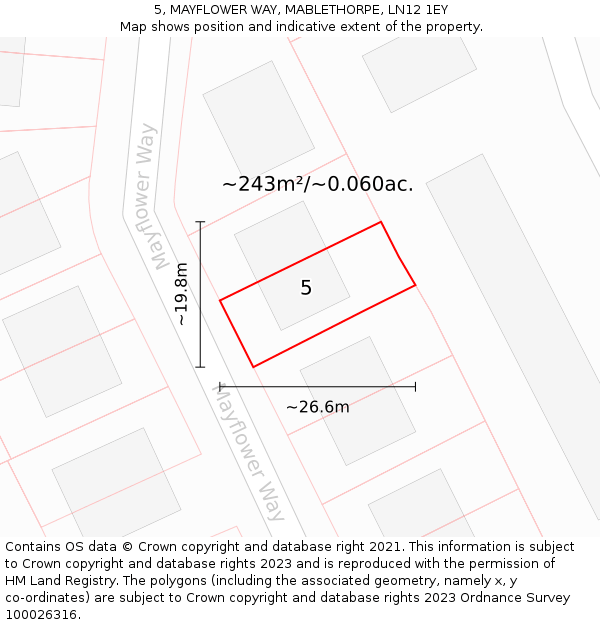 5, MAYFLOWER WAY, MABLETHORPE, LN12 1EY: Plot and title map