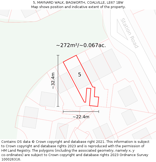 5, MAYNARD WALK, BAGWORTH, COALVILLE, LE67 1BW: Plot and title map