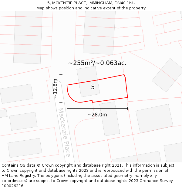5, MCKENZIE PLACE, IMMINGHAM, DN40 1NU: Plot and title map