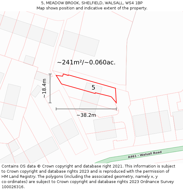 5, MEADOW BROOK, SHELFIELD, WALSALL, WS4 1BP: Plot and title map